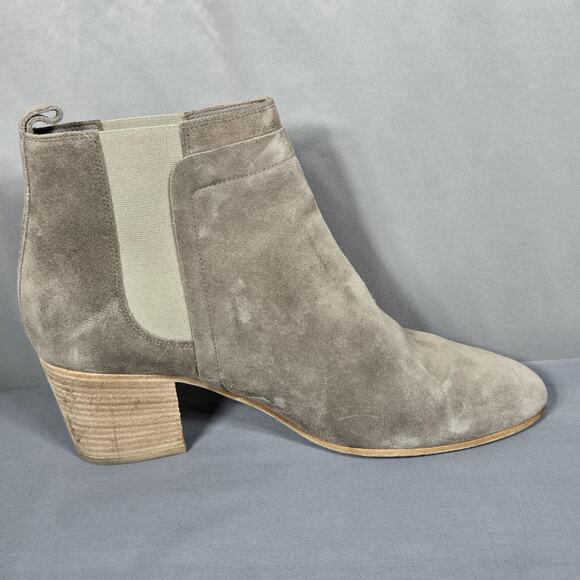 Vince Ankle Boots Womens 11 Gray Suede Block Heel Chelsea Minimal Almond Italy - Picture 2 of 10